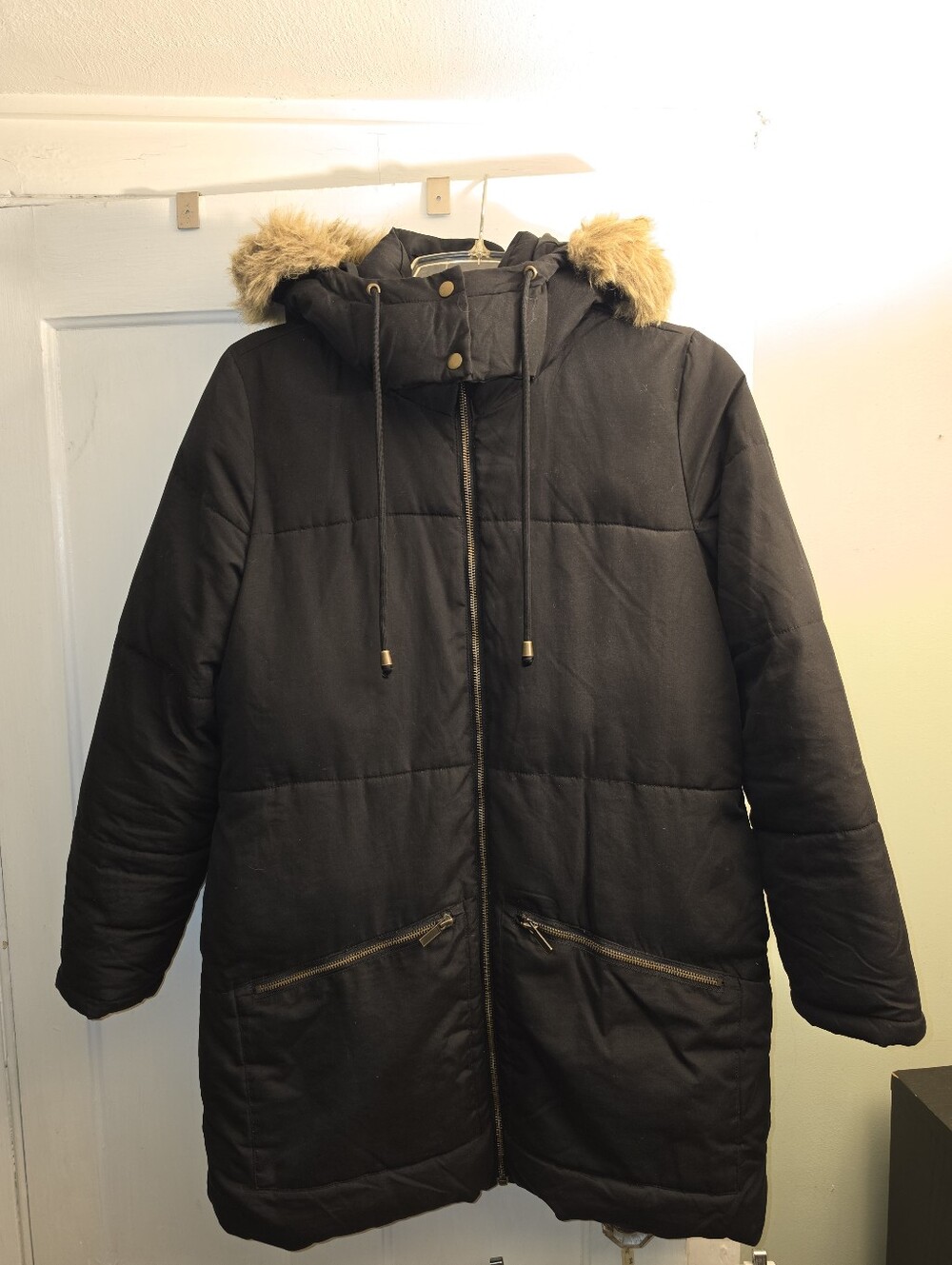 Old Navy Quilted Puffer Jacket With fur Lined hood